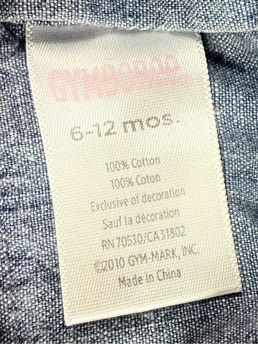 GYMBOREE Girl VTG Bubbly Baby Line‎ Chambray Fish Embroidered Ruffle Dress 6-12M